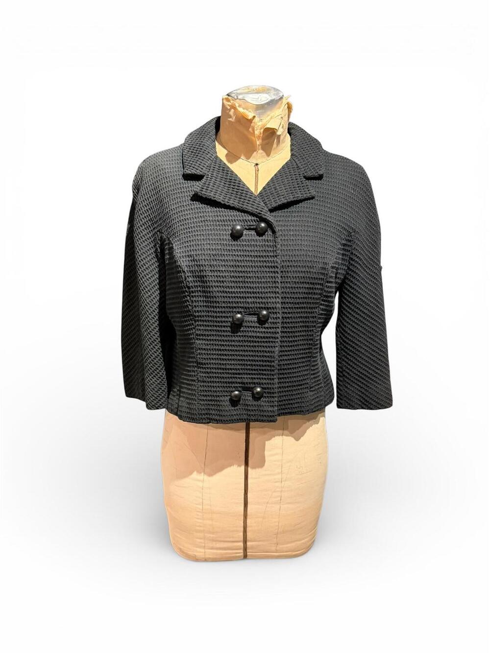 Barberini Vintage Black Textured Cropped Jacket